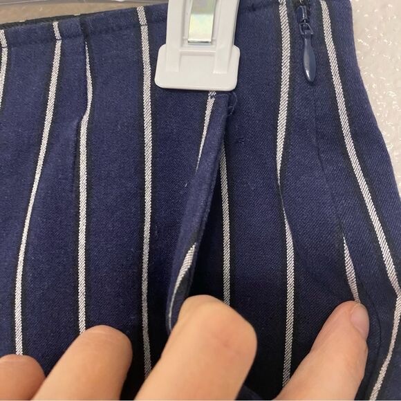 Gap Navy Blue Stripe High Rise Crop Flare Ankle Pants trouser Stretch 00 XS - Picture 6 of 10